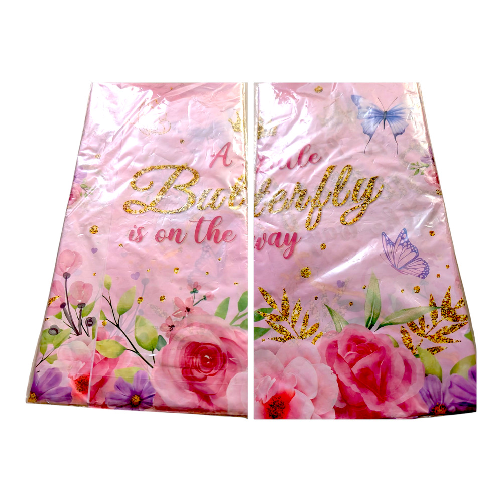 Baby Girl Pink Gold Baby Shower Photo Backdrop A Litte Butterfly Theme 5ft x 3ft